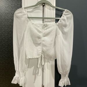 Elegant White Smocked Women's Top